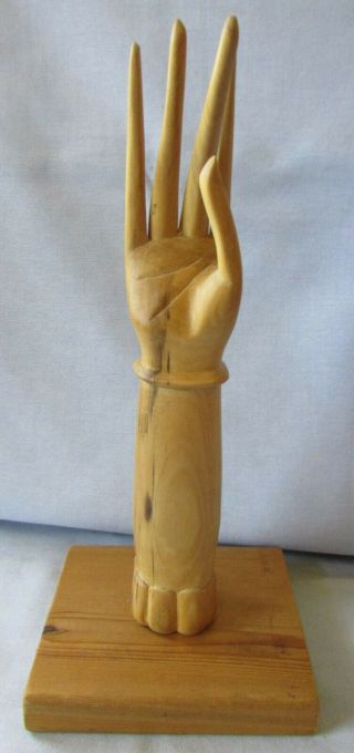 Vintage Folk Art Wood Hand Carved Hand 14 Inches Tall