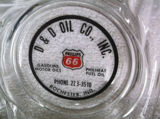 Vintage Phillips 66 Glass Ashtray Gas Station Souvenir Rochester Indiana