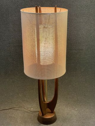 Mid Century Danish Modern Modeline Pearsall Style 42 " Walnut Cylinder Table Lamp