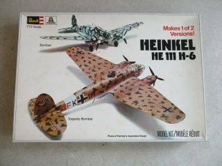 Vintage 1976 1/72 Scale Heinkel He 111 H - 6 Model Kit By Revell H - 2016