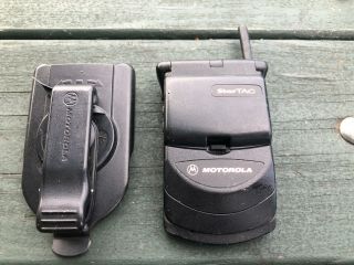 Vintage Black Motorola Startac Flip Cell Phone With Belt Clip