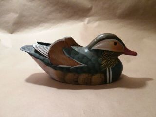 Vintage Hand Painted Carved Wooden Mallard Duck