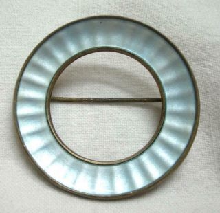 Vintage Einar Modahl 925s Norway Sterling Silver Blue Enamel Circle Pin Brooch