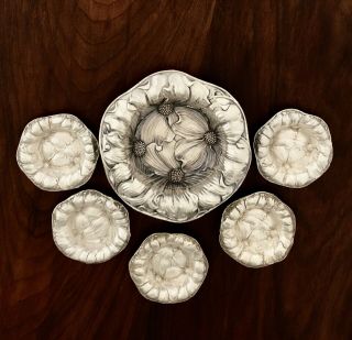 Sterling Silver Art Nouveau Nut Dish Set Dogwood No Monograms