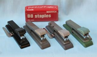 4 Bostitch B8 Small Staplers W/staple Removers,  Vintage Desktop Collectibles