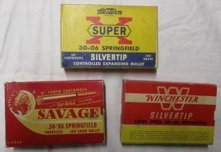 Three Vintage 30 - 06 Cartridge Boxes 1950 