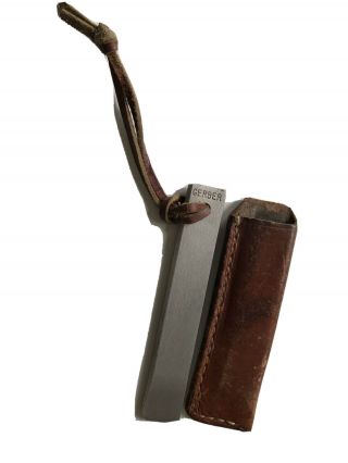 Vintage Gerber Steel Knife Sharpener With Leather Sheath
