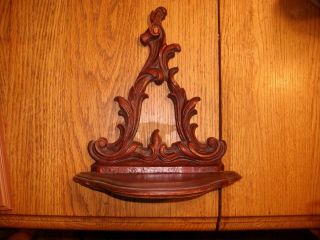 Vintage Small Hand Carved Wooden Wall Shelf