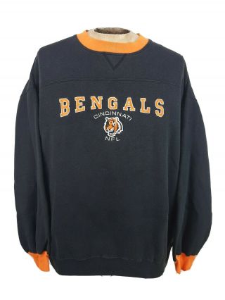 Vintage 90s Cincinnati Bengals Crewneck Sweatshirt Black Mens Xxl 2xl