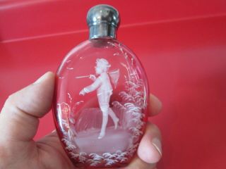 Antique Late 1800s - Mary Gregory Type - Art Glass - Perfume Bottle 1