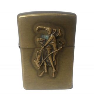 1994 Zippo Lighter; Marlboro Man Cowboy & Horse Vintage Brass Missing Hinge Pin