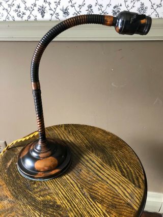 Vintage Antique Industrial Faries Japanned Copper Flash Desk Lamp Light