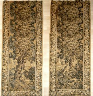 Pair Large Magnificent Antique French Chateau Curtains/ Tapestries 270cm X 117cm