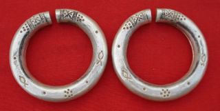 Vintage Antique Tribal Old Silver Bracelet Bangle Set 2pc Traditional Jewellery