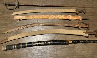 6 Swords 17th - 18th? C.  Islamic Indian Shamshir/tulwar Swords And More Unknown