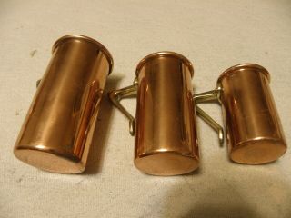 Vintage Copper Measuring Cups Marked Bongusto,  Italy