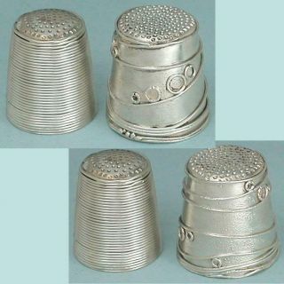 2 Vintage Hand Made English Sterling Silver Thimbles Hallmarked 1980