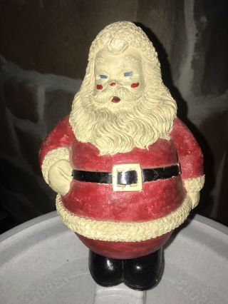 Vintage Chalkware Fat Santa Claus Christmas Figure