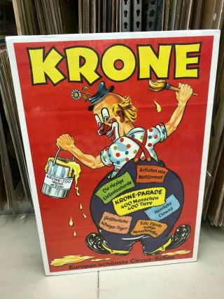 Vintage Circus Krone Poster 23 " X 33 " German Circus Clown Painting
