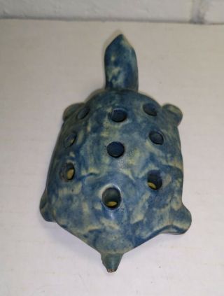 Vintage Marked Piece Zanesville Pottery Landsun Turtle Flower Frog 1900 - 1920