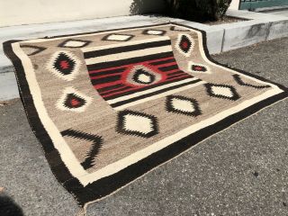Auth: 20 ' s Antique American Indian Navajo Rug / Blanket Chief Drawing 52x54 