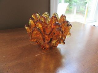 Set Of 3 Vintage Nesting/stacking Amber Glass Serving Bowls Or Ashtrays
