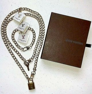 Rare Vintage Louis Vuitton Lock,  Key Necklace Set 309,  Bracelet & Box Uwt
