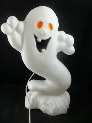 Vintage Ghost Blow Mold Halloween Yard Decoration Light Up 22 " Smiling