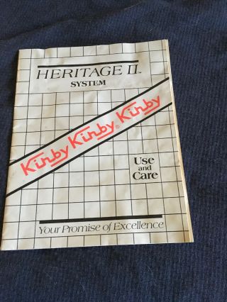 Vintage Kirby Heritage 2 Instruction Book
