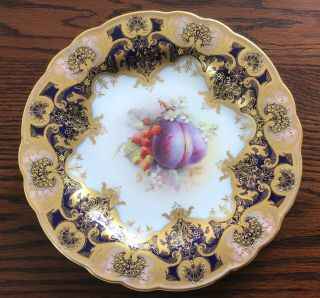 Antique Royal Worcester Plate/ Fruit Study Signed By G H Cole Dated 1915