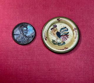 Dollhouse Miniature 1:12 Plate With Rooster - Vernon Pottery Ooak
