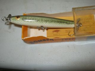 Vintage Bomber Fishing Lure & Papers Wooden Lure Spinstick Baby Bass 3