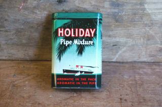 Vintage Full Holiday Pipe Mixture Tobacco Tin Advertisement.