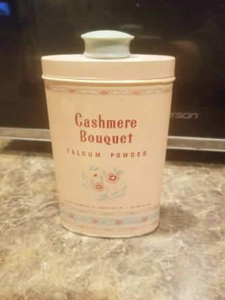 Vintage Cashmere Bouquet Talcum Powder - Colgate - Palmolive Co.  - Tin