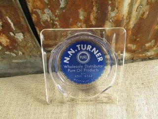 Vtg.  " N.  N.  Turner " Pure Oil Products ",  Woodruff,  S.  C.  Advertising Ashtray.  - Excell.  Uc