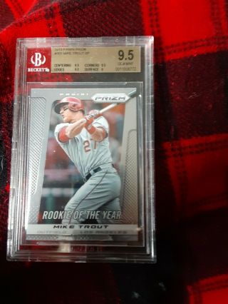 Mike Trout 2013 Panini Prizm 301 Rookie Of The Year Silver Bgs 9.  5 Gem