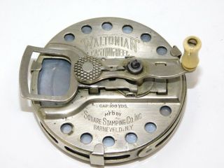 Vintage Square Stamping Co.  " Waltonian Casting Reel " German Silver Reel