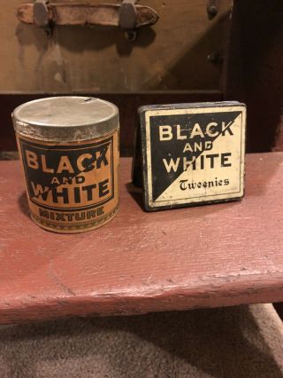 Black And White Tobacco Tin Set
