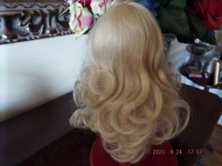 Vintage Long Blonde Human Hair Doll Wig Size 9