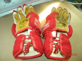 Vintage Brine L - 35 Lacrosse Gloves Floating Cuff Flip Flop Model Red