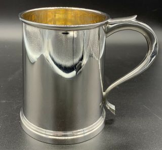 Vintage Solid Silver Pint Tankard By Edward Barnard & Co London 1937