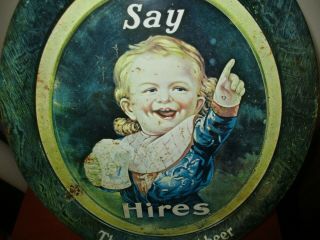 Vintage Hires Root Beer Tin Serving Tray " Say Hires The Honest Root Beer " 16 3/4