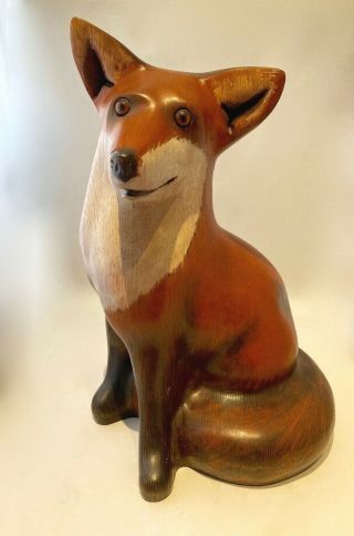 Bob Hayden Large Wood Carved Signed Fox Very Rare 16 1/2 "