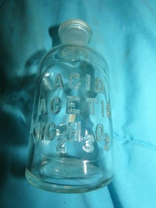 Vintage Acid Acetic Bottle Raised Letters Hc2 H3 O2 Old Style Chemistry Tcw Co.