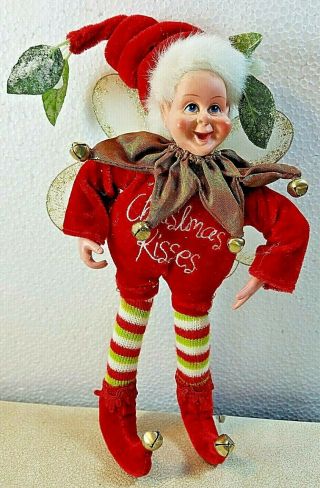 Vintage Mark Roberts Christmas Elf Doll Christmas Kisses 10 " Jester Fairies