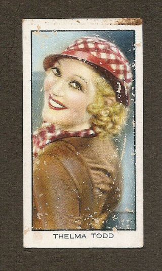 Thelma Todd Card Vintage 1934 Cinema Celebrities Bat Famous Film Stars Photo