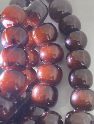 Antique Ottoman Faturan Rosary Red Cherry Amber Bakelite Prayer 45 Beads 32gr