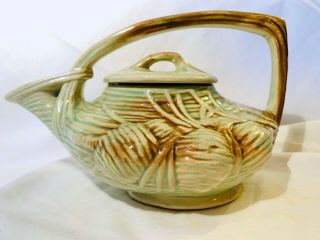 Vintage Mccoy Green & Brown Pine Cone Teapot