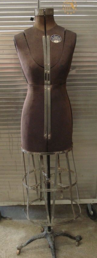 Vintage Acme Dress Form Size A L&m Adjustable Victorian Cast Iron Base
