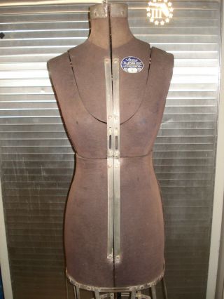 Vintage ACME Dress Form Size A L&M Adjustable Victorian Cast Iron Base 3